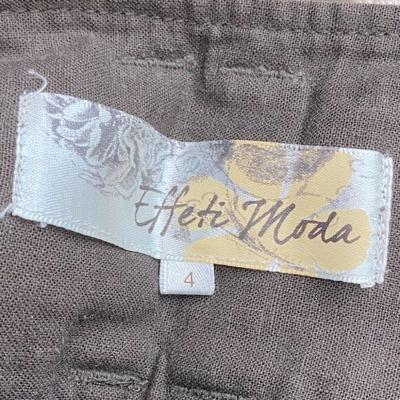 Effeti Moda Brown Tan Ombre Pleated Linen Skirt 4 - Picture 3 of 16